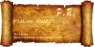 Platzer Radó névjegykártya